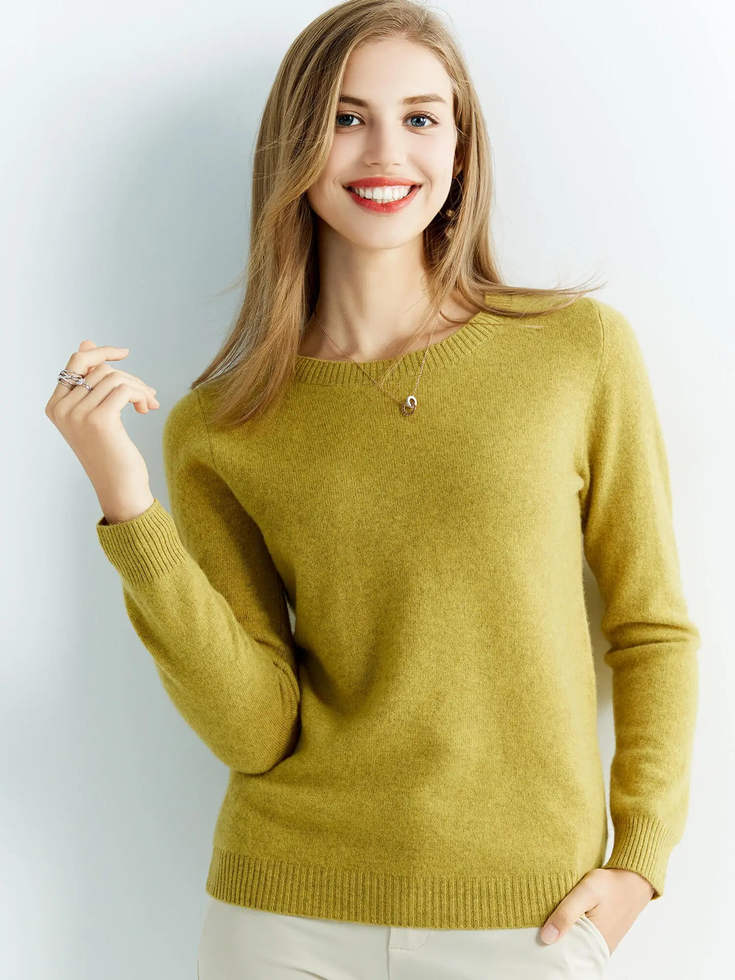 100% Merino Wool Cashmere Sweater – Women’s O-Neck Vintage Knit Pullover | Autumn & Winter Luxury Jumper