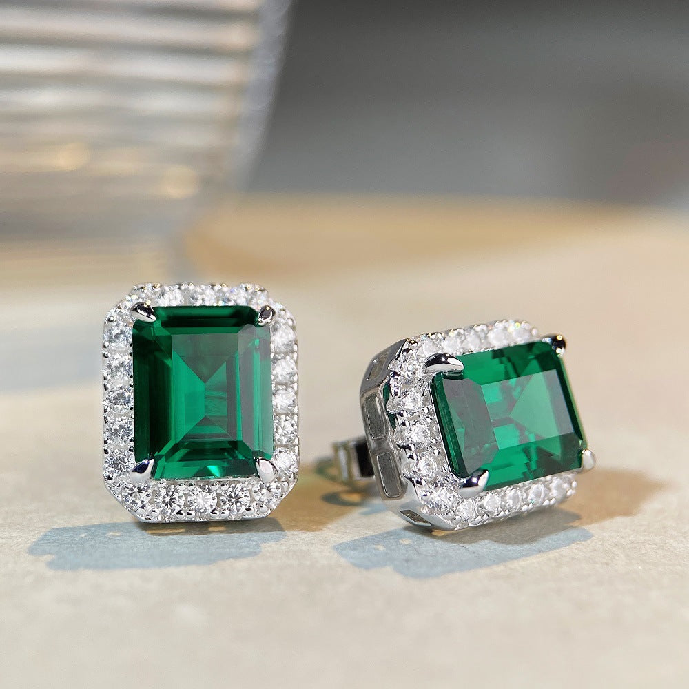 3-Carat Emerald Stud Earrings & Pendant Necklace