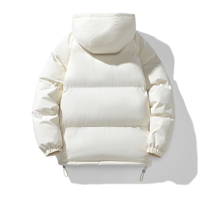 Men’s Hooded Puffer Jacket - Solid Colour Winter Coat