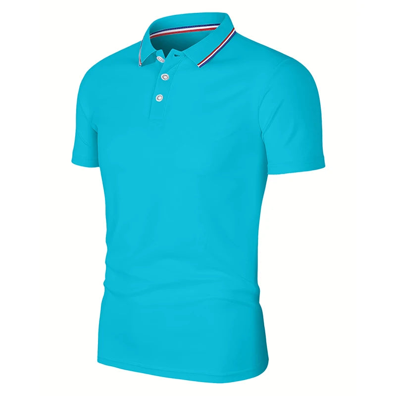 Men’s Solid Color Polo Shirt – Short Sleeve Business Casual Polo Collar Top | Summer Half-Sleeve T-Shirt