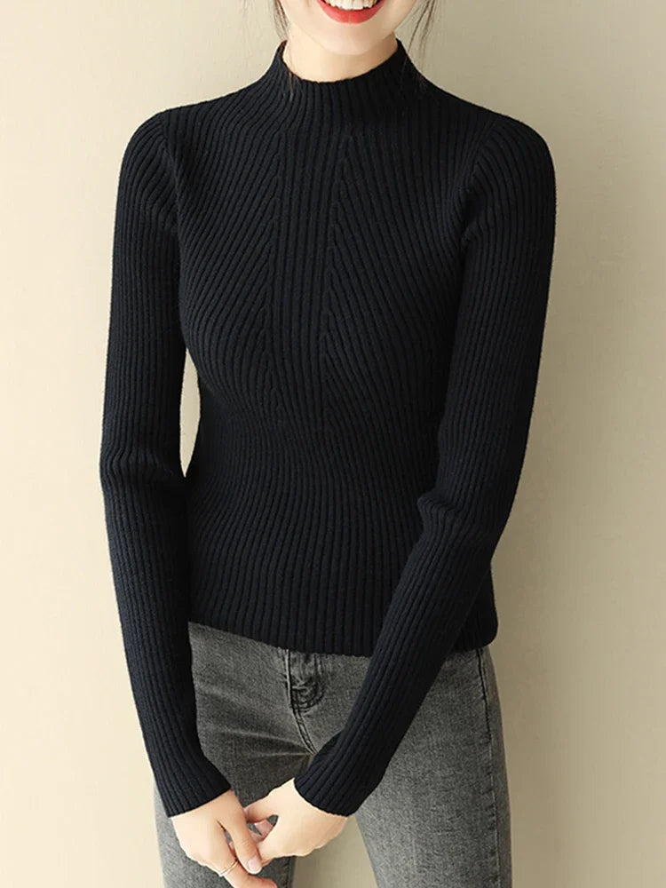 Women’s Chic Knitted Turtleneck Sweater – Long Sleeve Pullover Jumper | Autumn & Winter Fashion Knit Top
