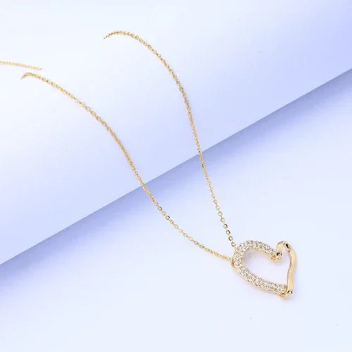 Dainty Love Clavicle Necklace – Tarnish-Resistant Gold-Tone Steel Chain with ❤️ Accent, Luxe Minimalist Jewelry