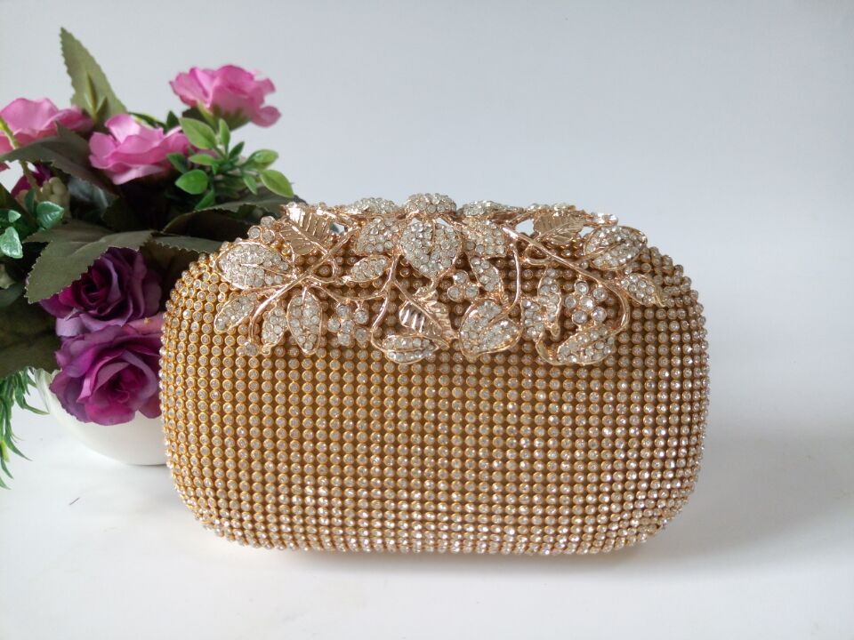 Women's Crystal Floral Rhinestone Evening Clutch Bag