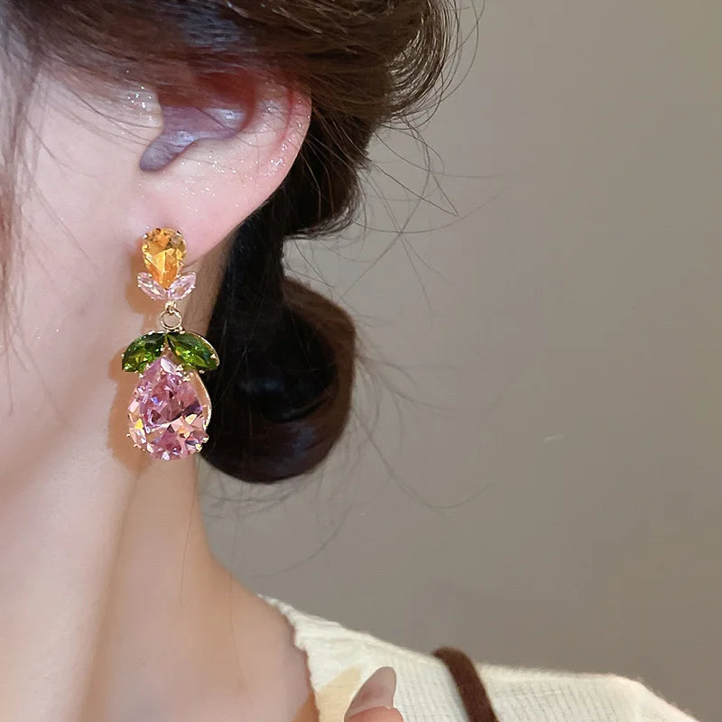 Luxury Vintage Zircon Flower Leaf Drop Earrings – Elegant Water Drop Pendant Jewelry for Women | Wedding & Party Gift