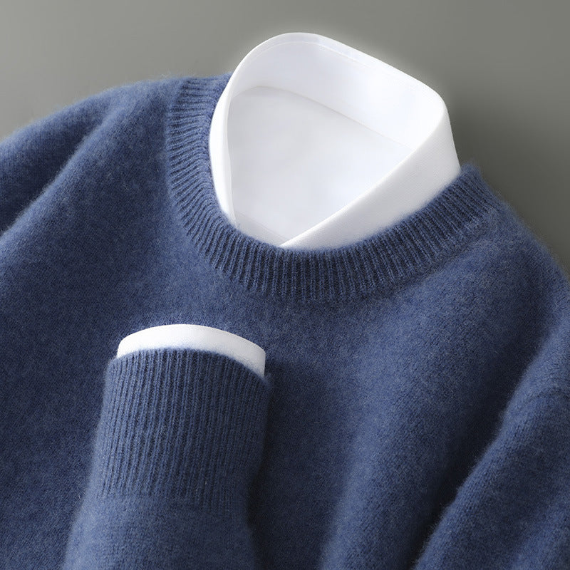 Men’s Wool Sweater – Half-Turtleneck & Crew Neck | Winter Loose-Fit Pullover
