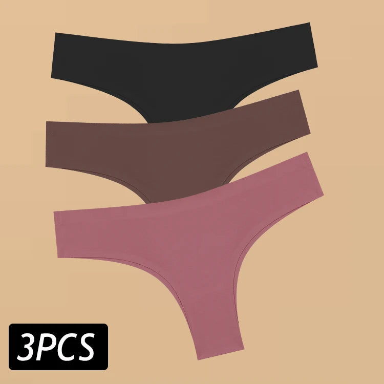 3PCS Women's Ultra-thin Seamless Panties Sexy Low Rise Brazilian Panties Ice Silk Underwear Sexy Panty Low Waist G-string Female