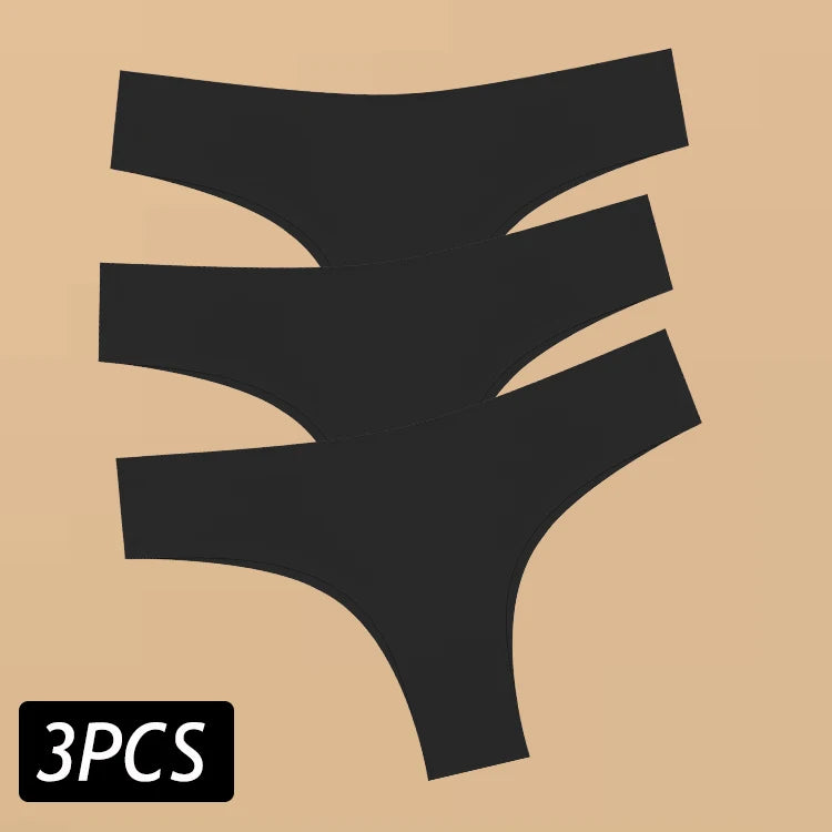 3PCS Women's Ultra-thin Seamless Panties Sexy Low Rise Brazilian Panties Ice Silk Underwear Sexy Panty Low Waist G-string Female