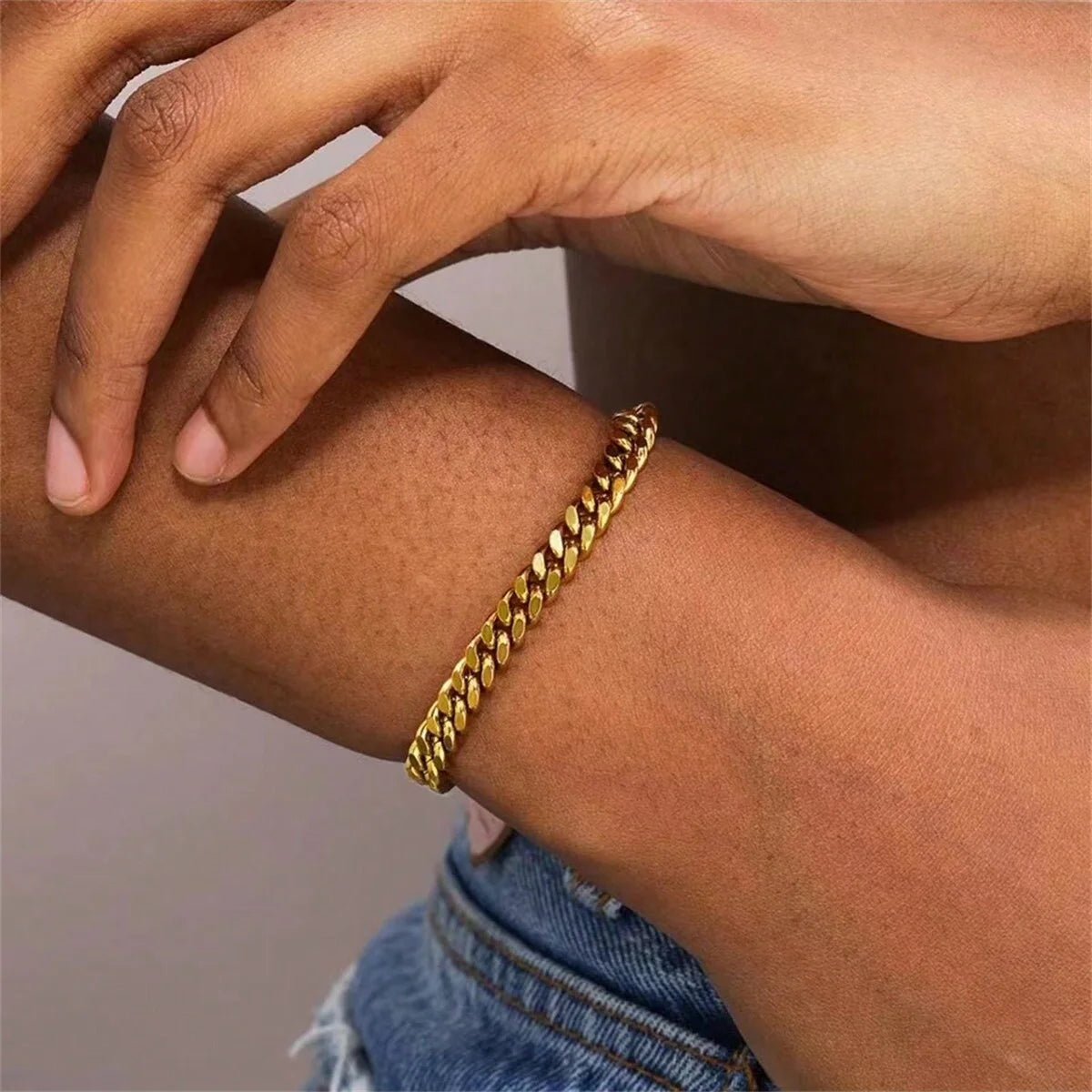 Vintage 18K Gold Plated Chain Bracelet – Unisex Fashion Jewelry for Women & Men | Couple Gift