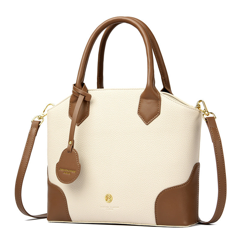 Classic Contrast-Trim Top-Handle Crossbody Bag