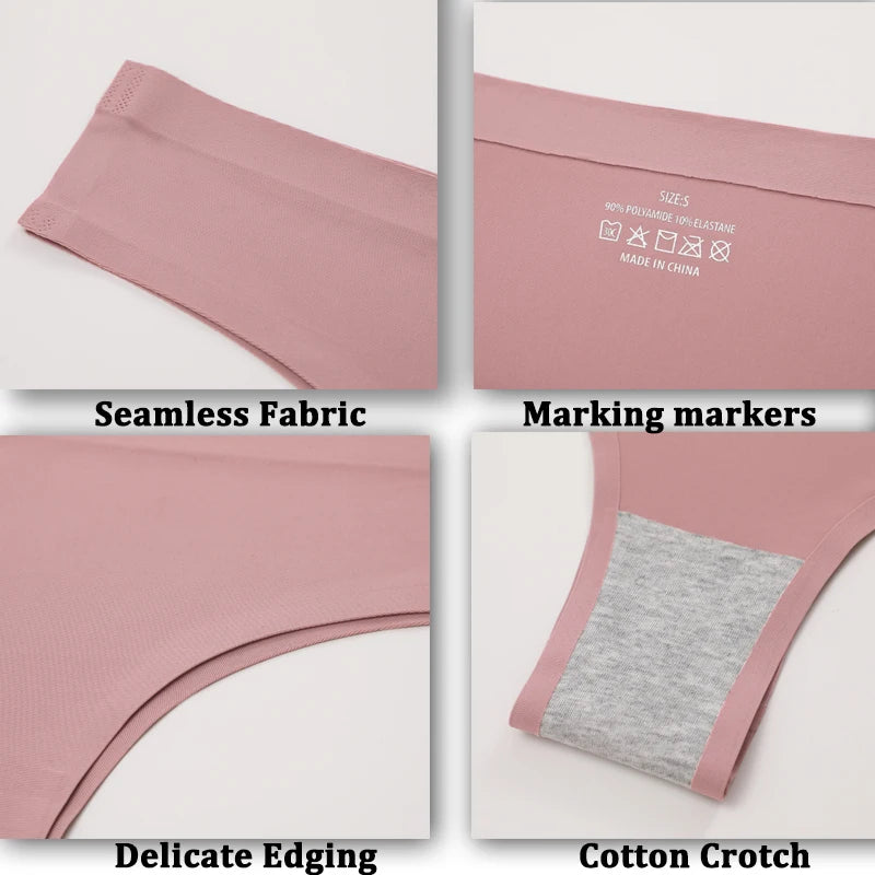 3PCS Women's Ultra-thin Seamless Panties Sexy Low Rise Brazilian Panties Ice Silk Underwear Sexy Panty Low Waist G-string Female