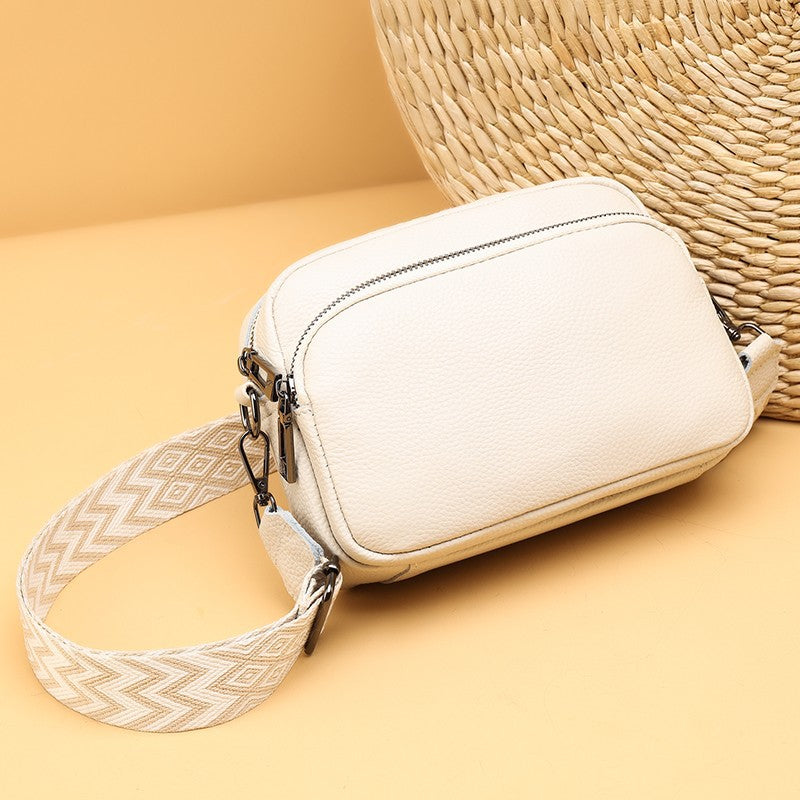 Genuine Leather Crossbody Bag – Litchi Pattern Shoulder Bag