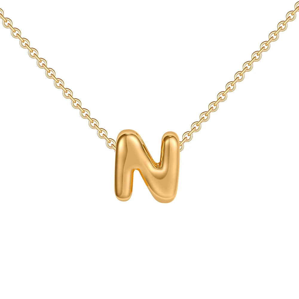 Dainty Mini Bubble Letter Necklace Gold Plated Balloon Initial Tiny Small Pendent Necklaces for Women Jewelry Teen Girls Gifts