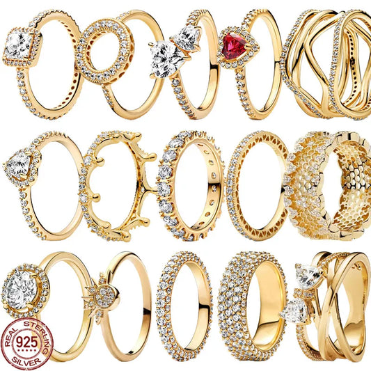 925 sterling silver gold rings for women – elegant luxury jewelry collection