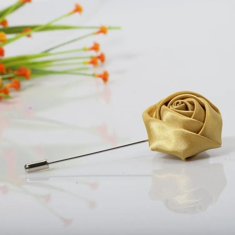 Men Boutonnieres for Wedding Groom Corsage Lapel Pins Ribbon Roses Flower Mensuit Buttonhole Brooch Marriage Accessories