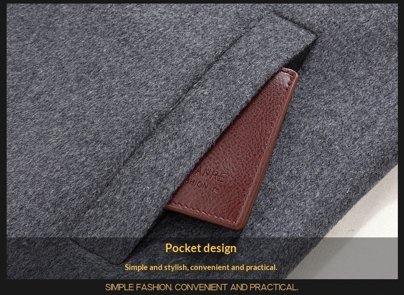 Men’s Wool Double-Faced Overcoat – Loose Fit Classic Long Coat