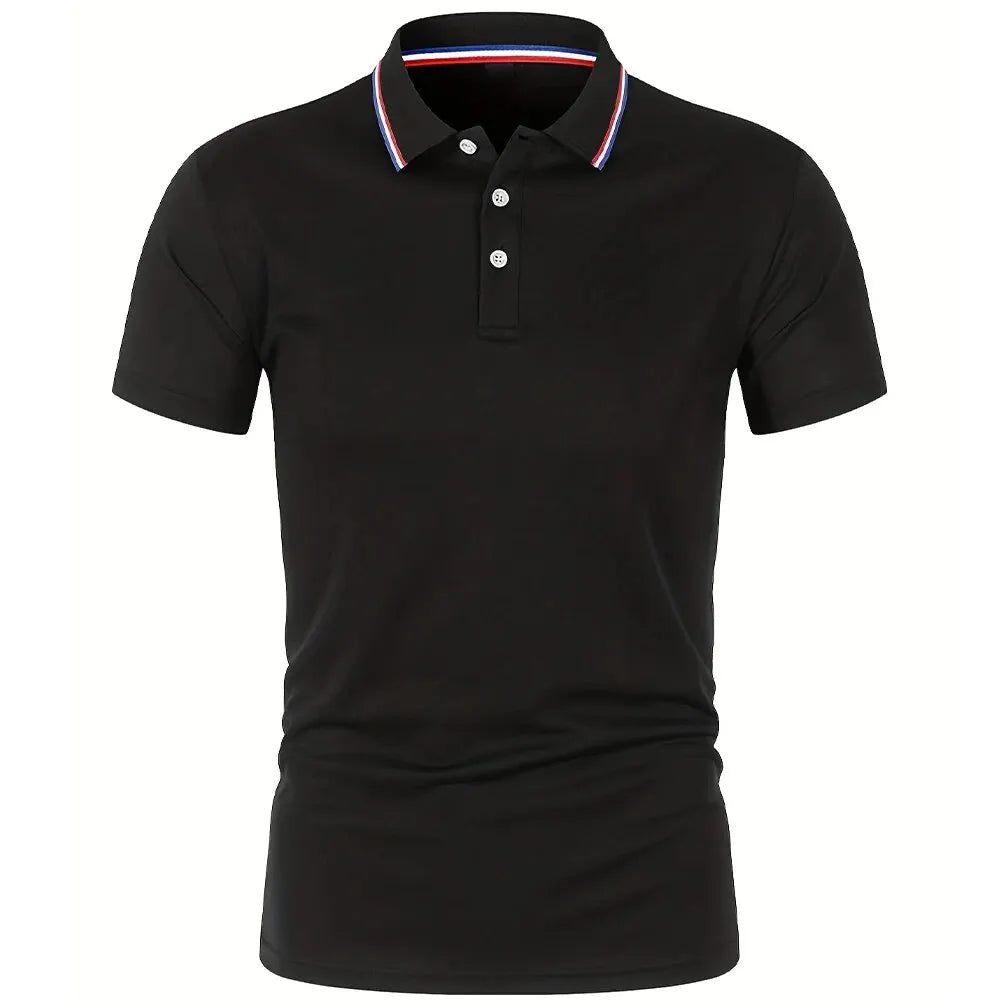 Men’s Solid Color Polo Shirt – Short Sleeve Business Casual Polo Collar Top | Summer Half-Sleeve T-Shirt