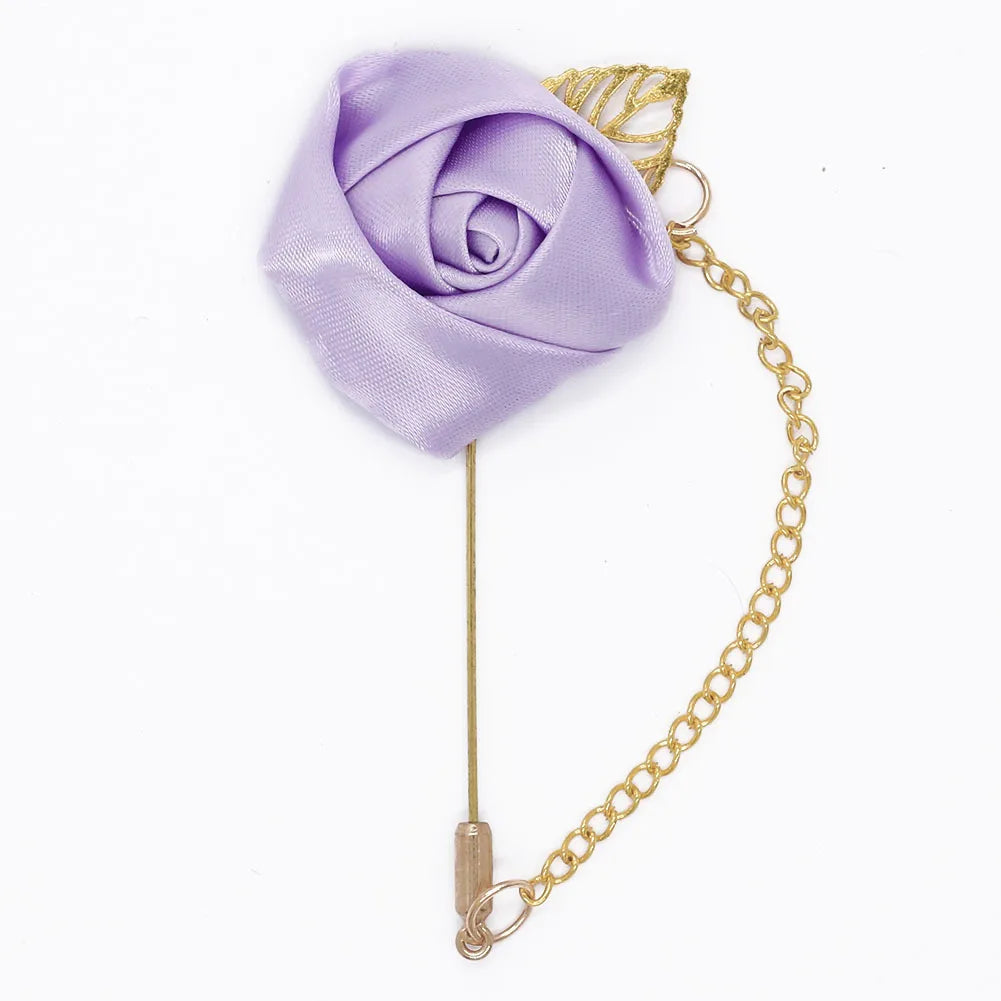 Burgundy Boutonnieres Wedding Accessories Groom Corsage Lapel Pins Ribbon Rose Flower Women Buttonhole Brooch Mariage Prom Decor