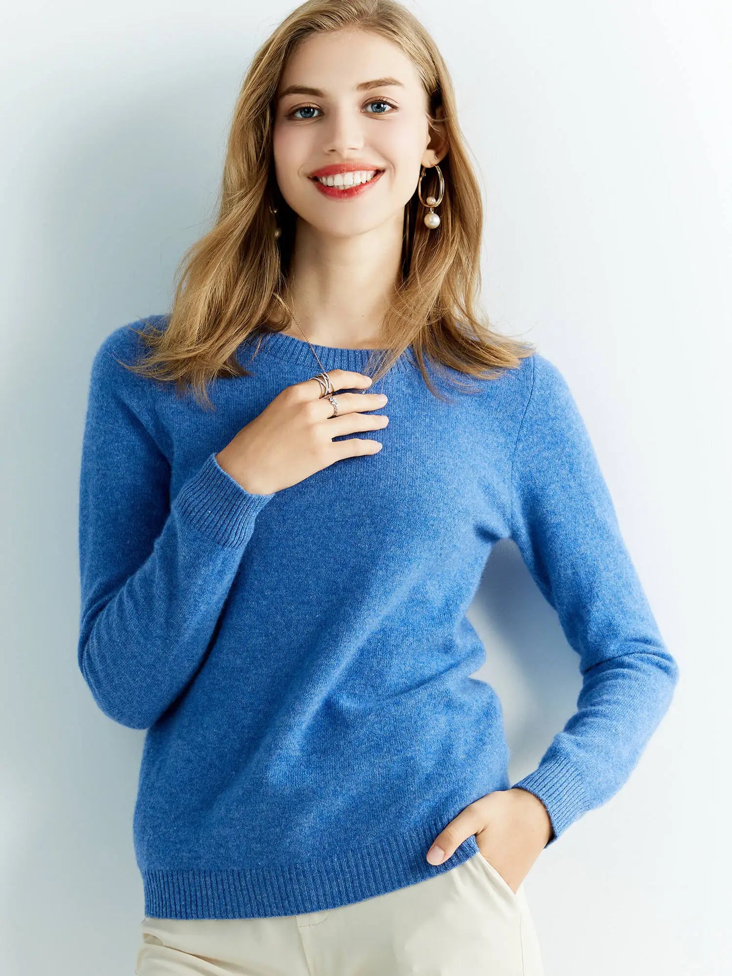 100% Merino Wool Cashmere Sweater – Women’s O-Neck Vintage Knit Pullover | Autumn & Winter Luxury Jumper