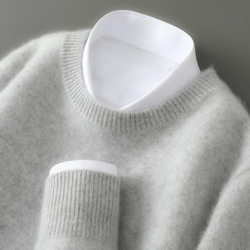 Men’s Wool Sweater – Half-Turtleneck & Crew Neck | Winter Loose-Fit Pullover