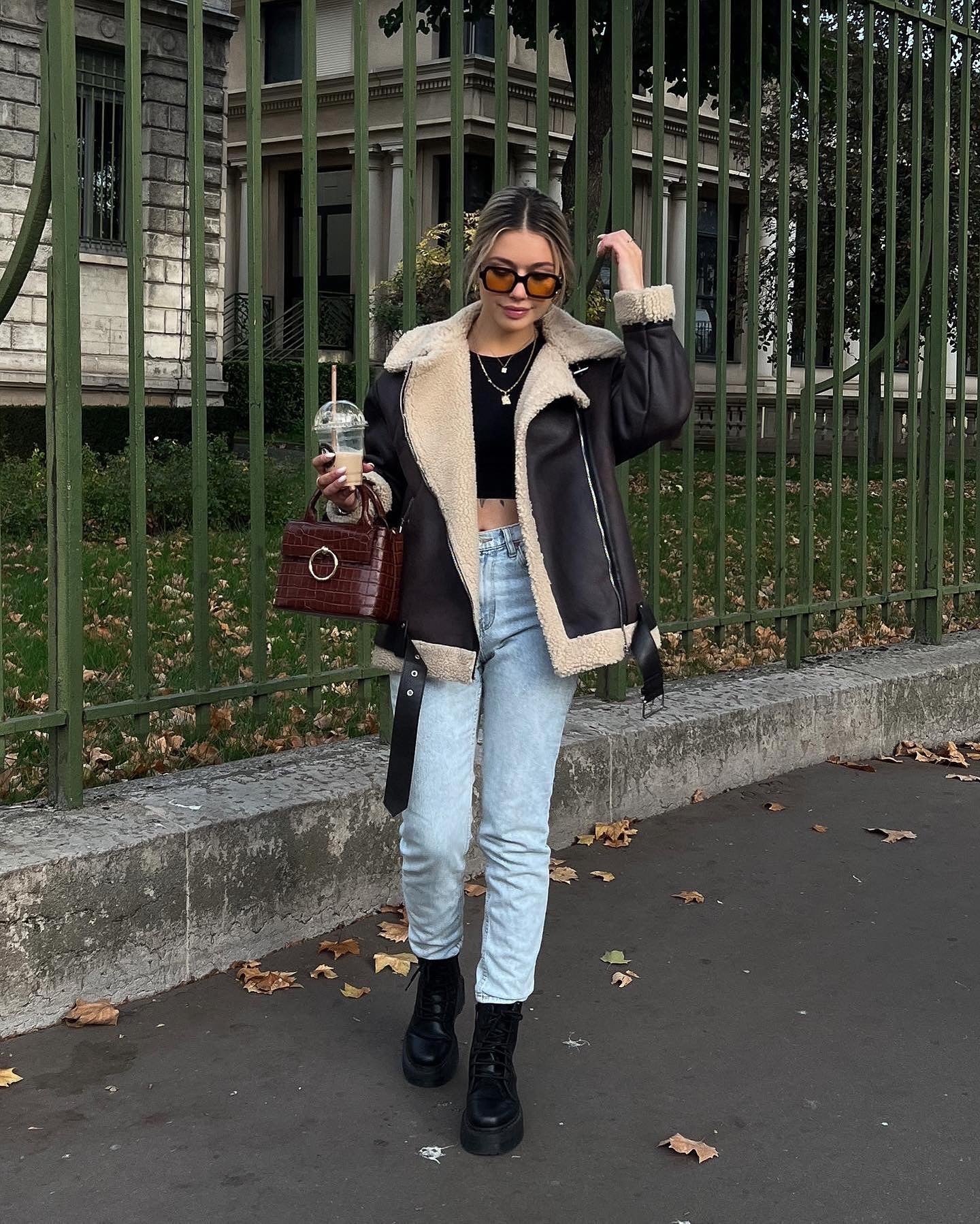 Women’s French Fur-Integrated Multi-Zipper Jacket – Thick Long Sleeve Street Style Outerwear | Dark Brown Polyester Coat