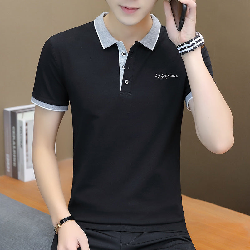 Men’s Summer Polo Shirt – Cotton Stretch Slim Business Casual Top