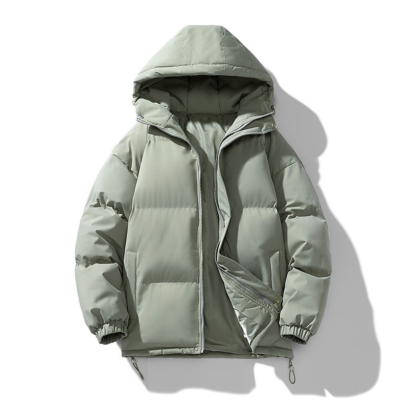 Men’s Hooded Puffer Jacket - Solid Colour Winter Coat