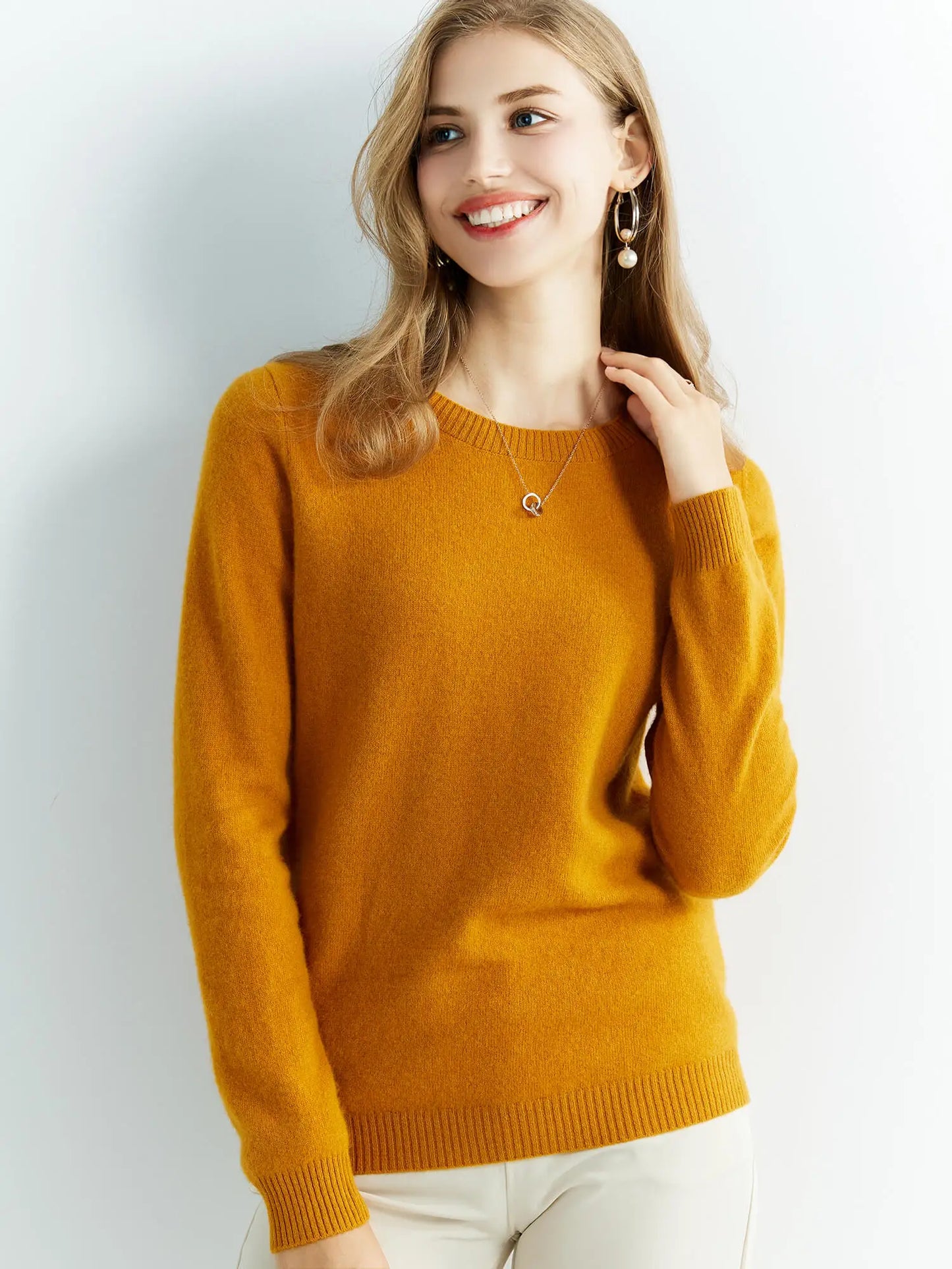 100% Merino Wool Cashmere Sweater – Women’s O-Neck Vintage Knit Pullover | Autumn & Winter Luxury Jumper