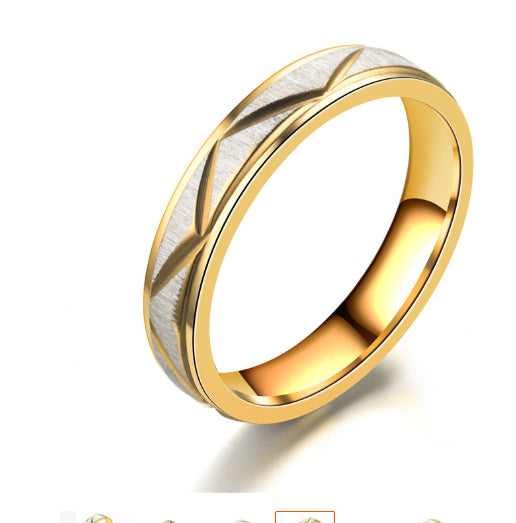 24K Gold-Plated Two-Tone Titanium Stainless Steel Couple Ring