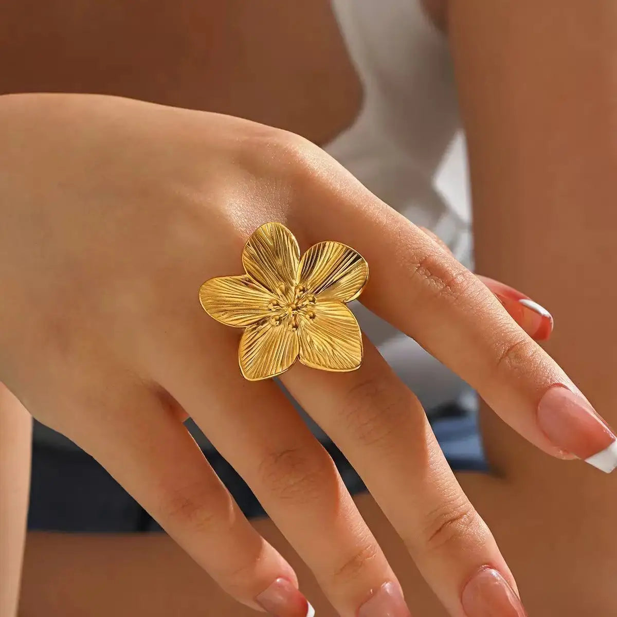 2025 New punk style large garland simple and elegant, fashionable and trendy adjustable women's ring