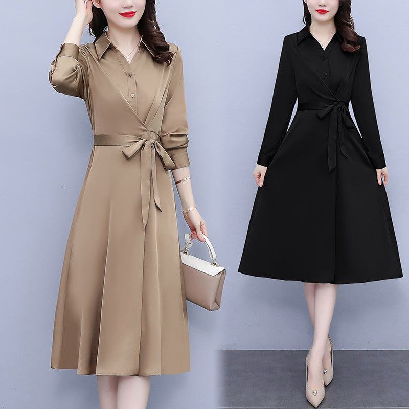 Women’s Belted Shirt Dress – Slim Fit Midi Dress