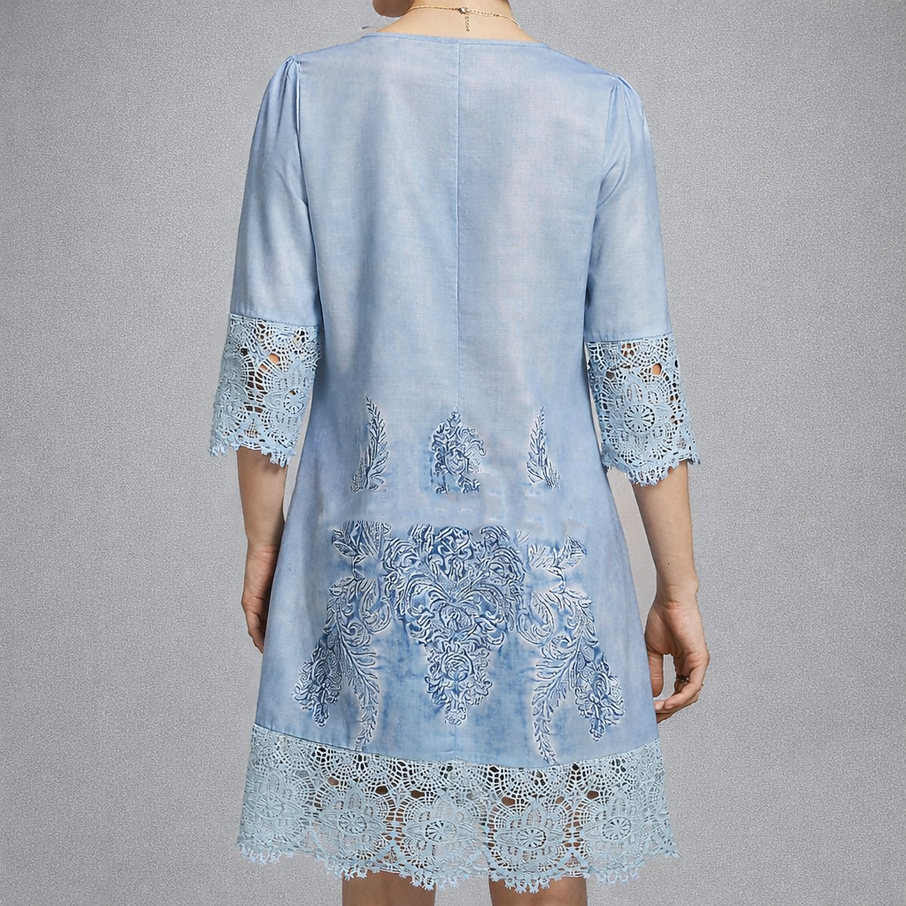 Floral Lace A-Line Midi Dress – Casual Summer Dress