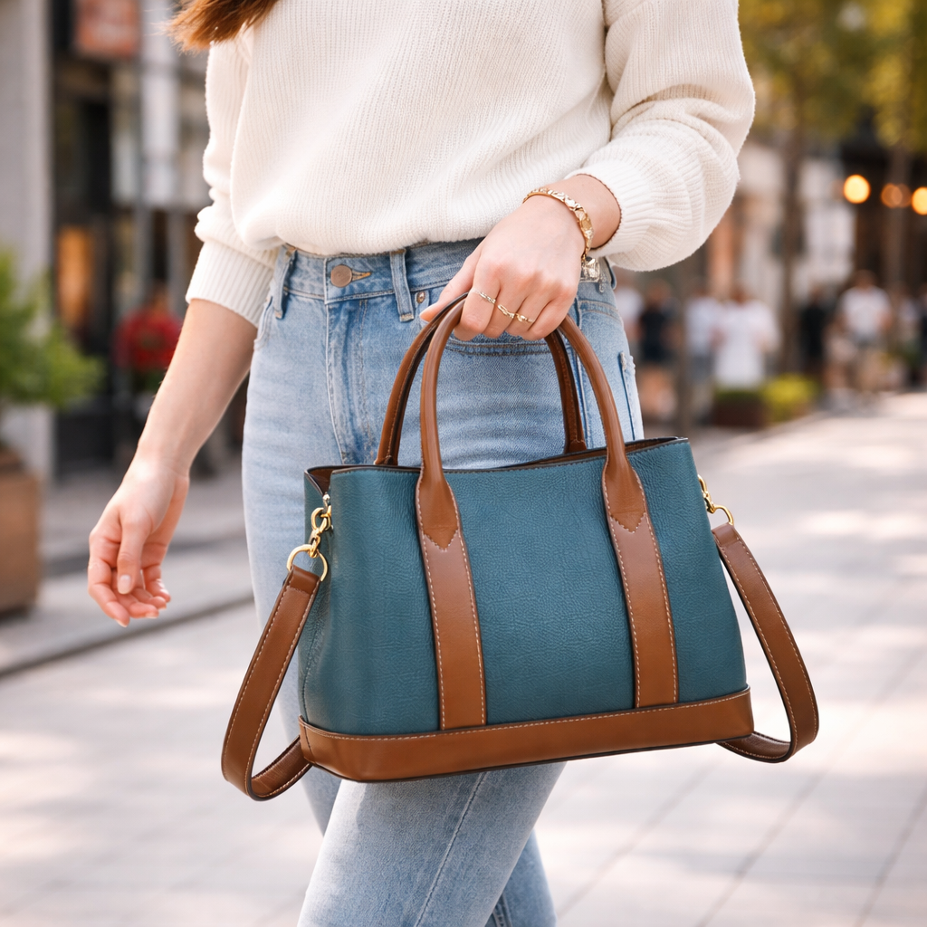 Women’s Contrast Color Shoulder & Crossbody Bag – Large Capacity Handbag
