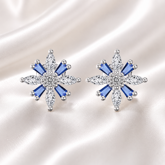 S925 Sterling Silver Snowflake Stud Earrings