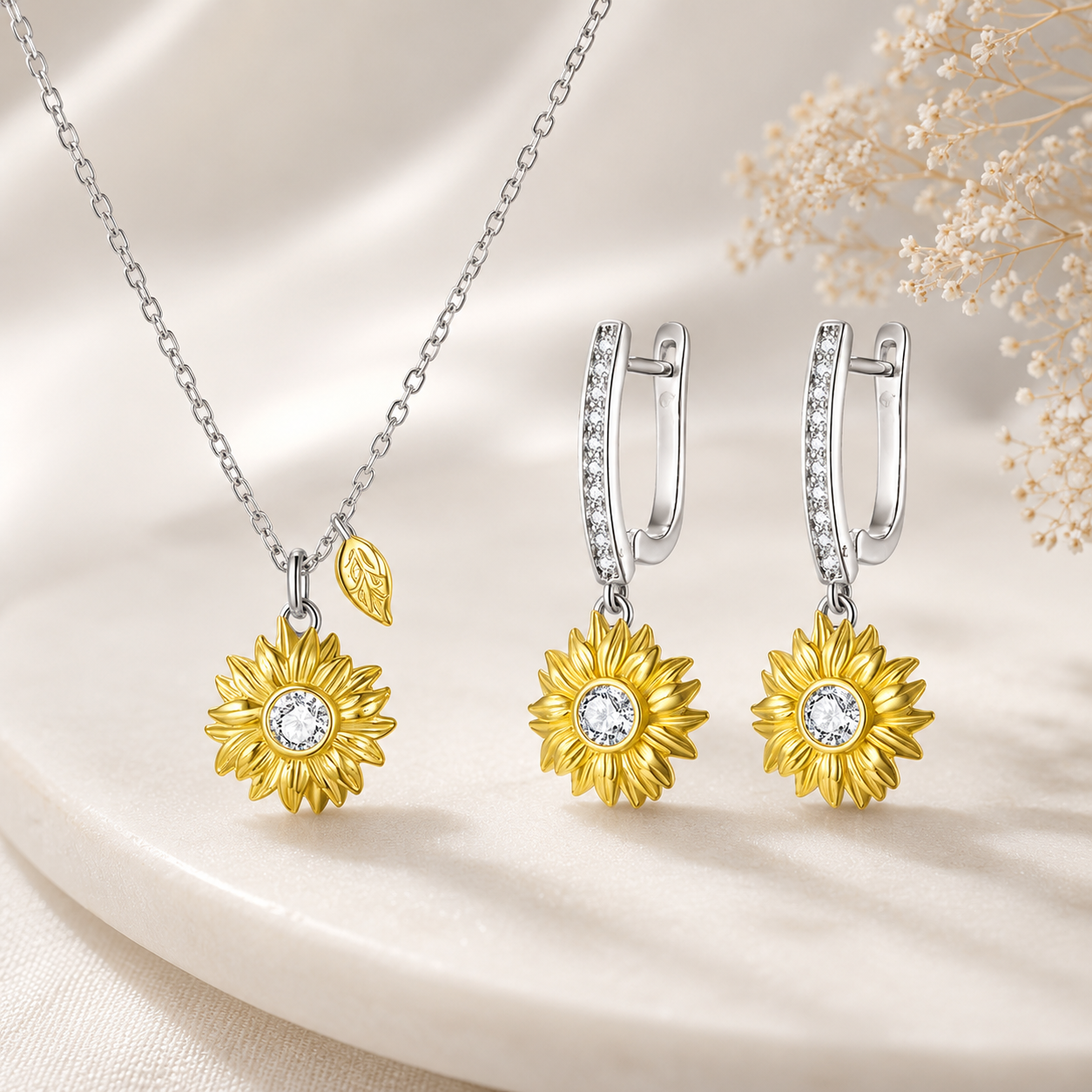 Sunflower 925 Sterling Silver Jewelry Set