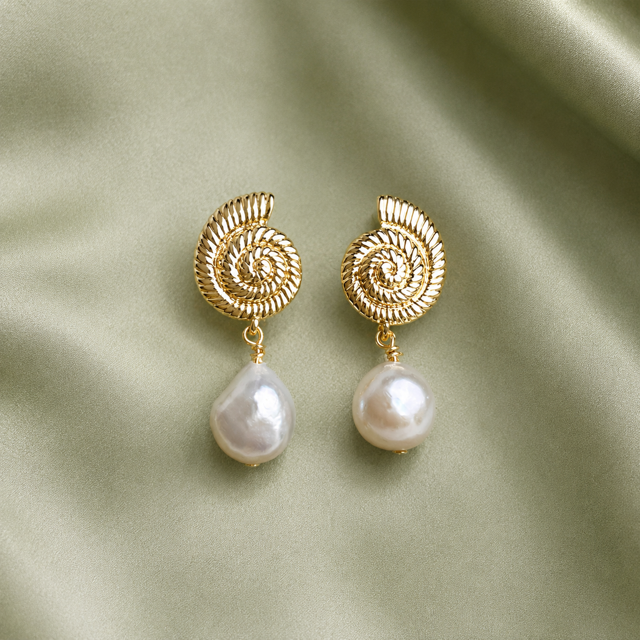 Baroque Freshwater Pearl Drop Earrings – Vintage Gold Statement Studs