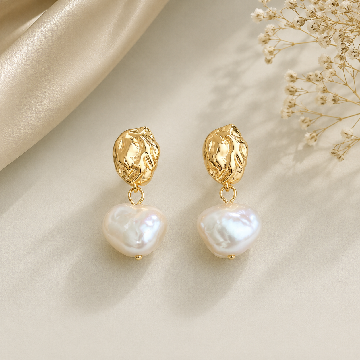 Baroque Freshwater Pearl Drop Earrings – Vintage Gold Statement Studs