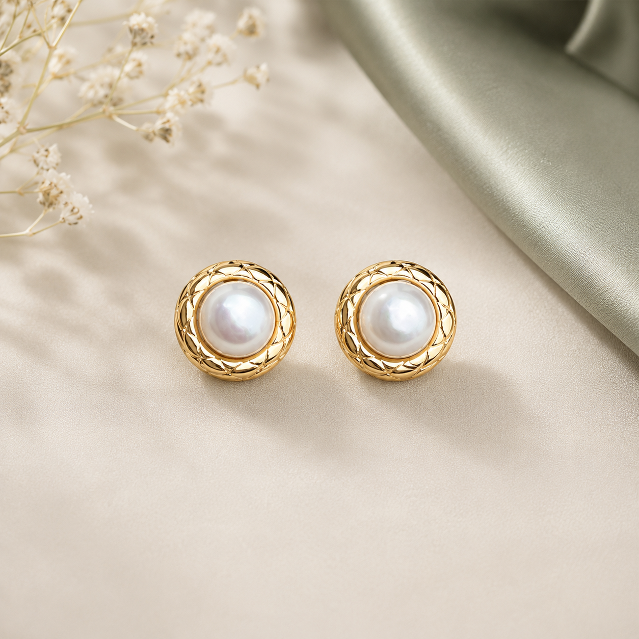 Baroque Freshwater Pearl Drop Earrings – Vintage Gold Statement Studs