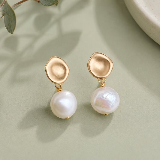 Baroque Freshwater Pearl Drop Earrings – Vintage Gold Statement Studs