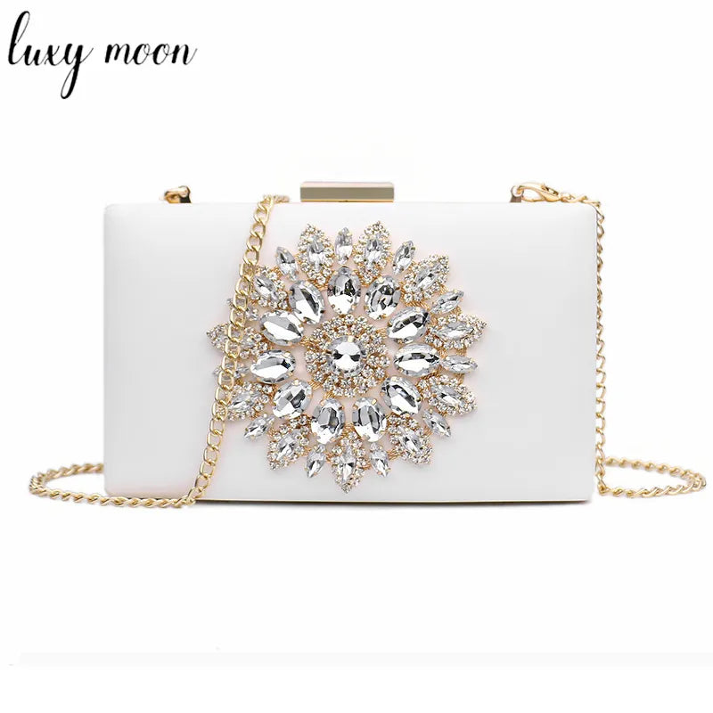 White crystal bridal clutch bag for women – elegant evening and wedding purse