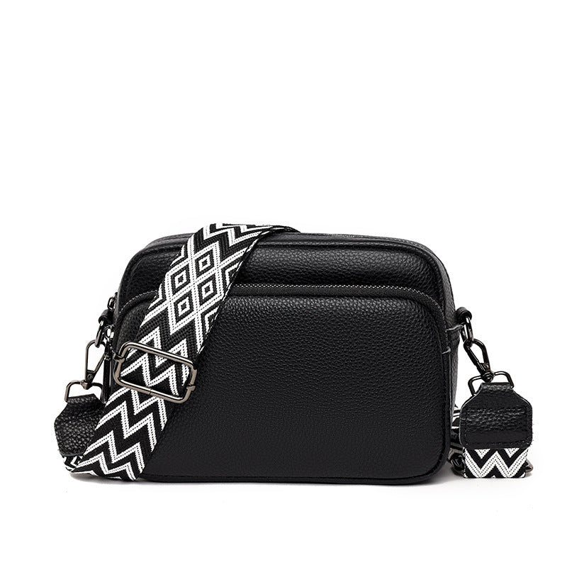 Genuine Leather Crossbody Bag – Litchi Pattern Shoulder Bag