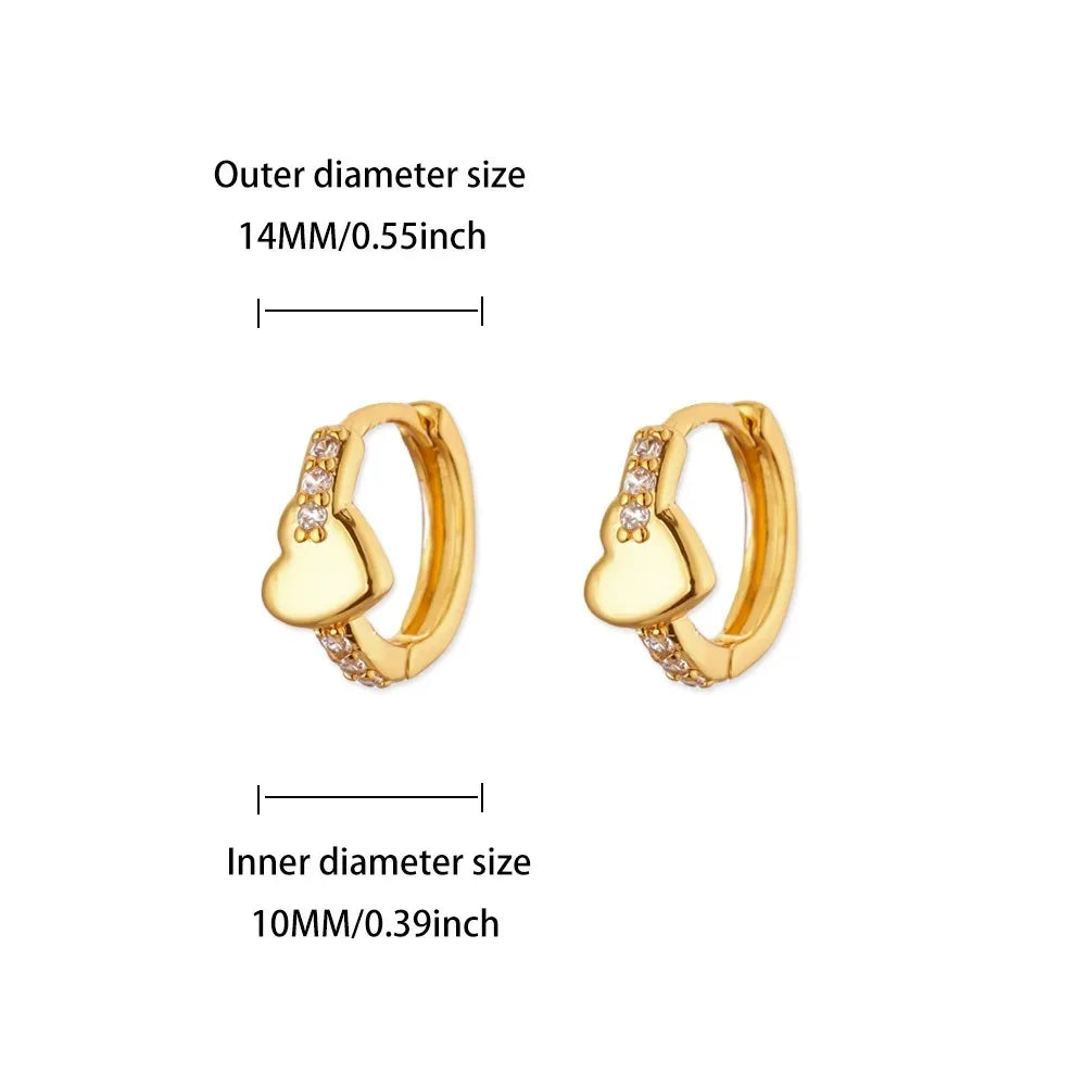Hollow Zircon Heart Earrings – Gold Stainless Steel Luxury Jewelry for Women