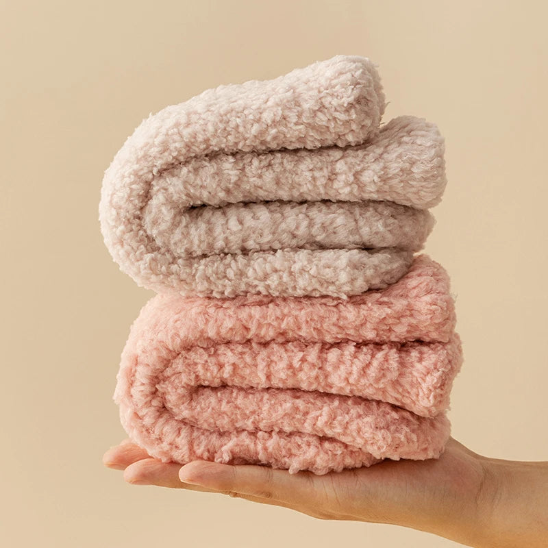 Unisex Coral Plush Winter Socks - 3 Pairs