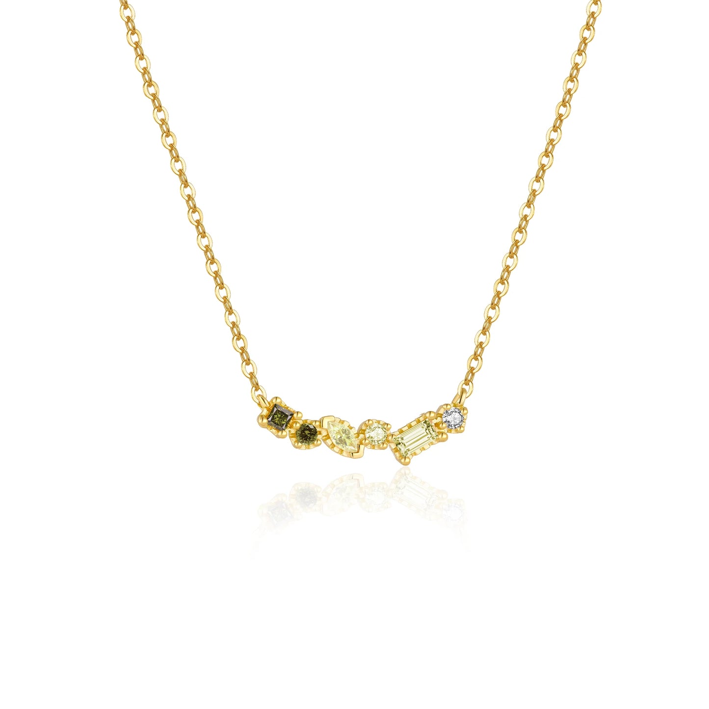 925 Sterling Silver Birthstone Pendant Necklace – Gold-Plated Blue CZ Crystal Long Chain by ANDYWEN
