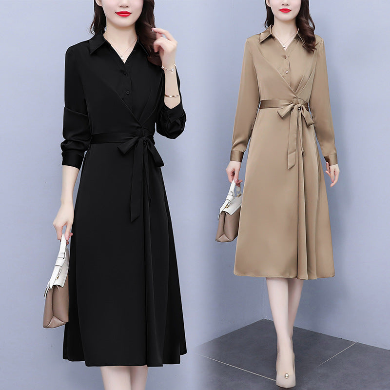 Women’s Belted Shirt Dress – Slim Fit Midi Dress