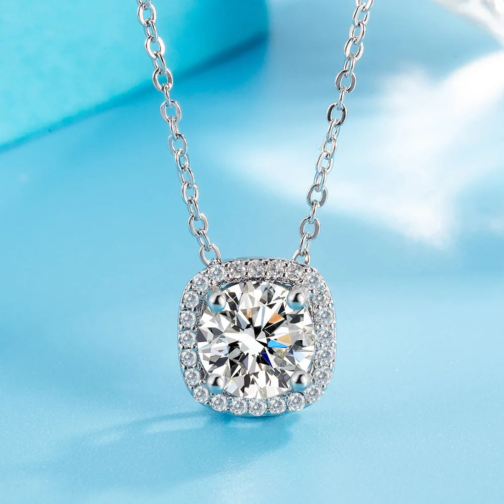 Elegant square-cut zircon pendant set in sterling silver