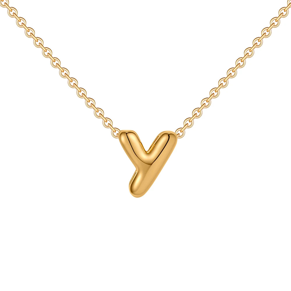 Dainty Mini Bubble Letter Necklace Gold Plated Balloon Initial Tiny Small Pendent Necklaces for Women Jewelry Teen Girls Gifts