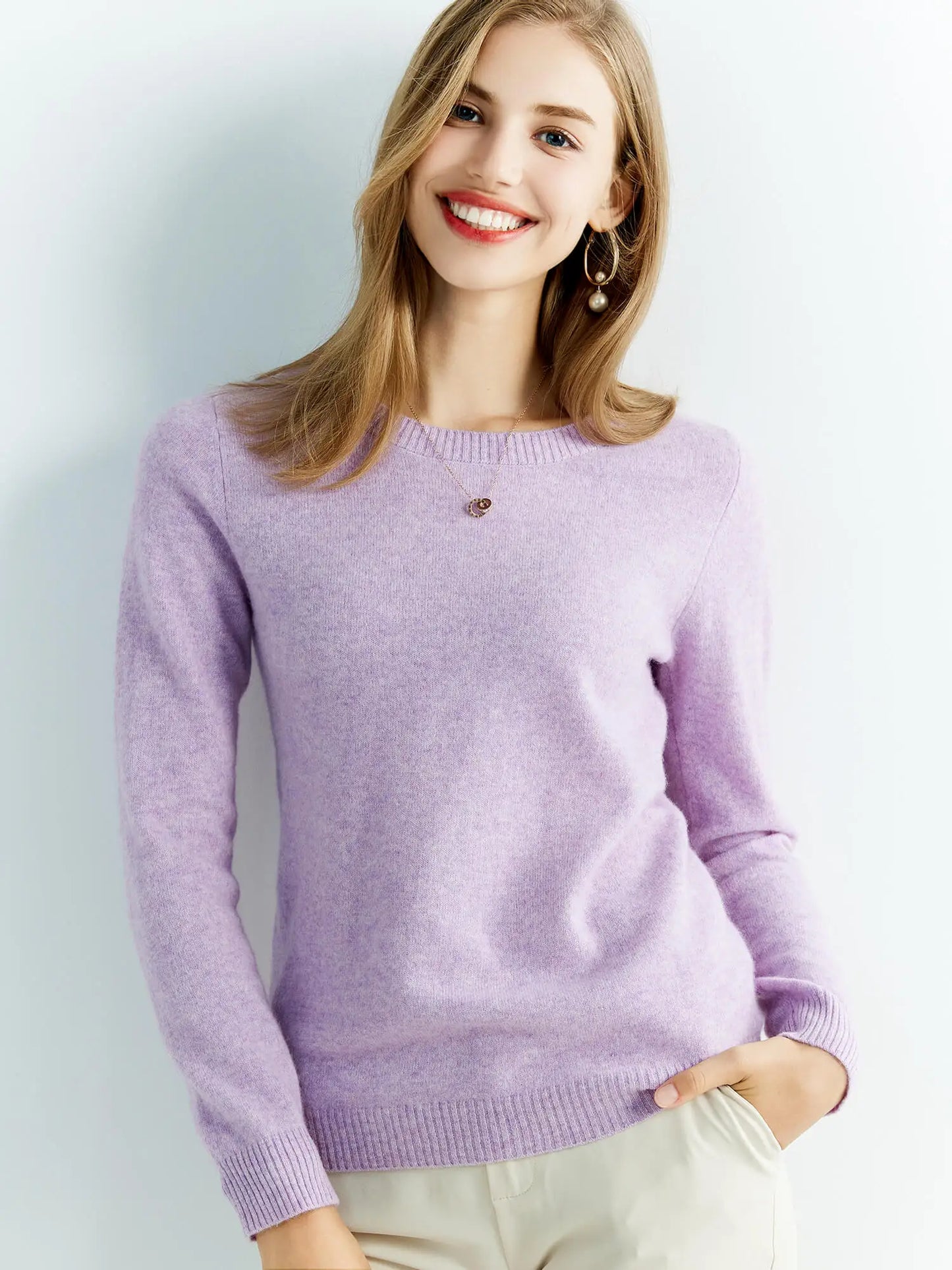 100% Merino Wool Cashmere Sweater – Women’s O-Neck Vintage Knit Pullover | Autumn & Winter Luxury Jumper