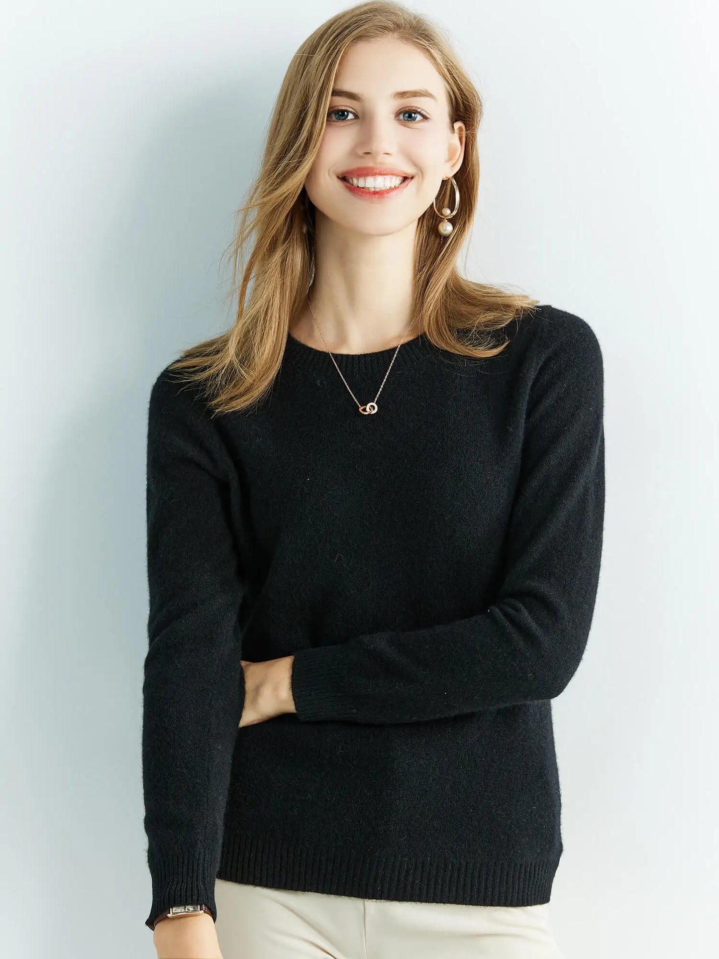 100% Merino Wool Cashmere Sweater – Women’s O-Neck Vintage Knit Pullover | Autumn & Winter Luxury Jumper