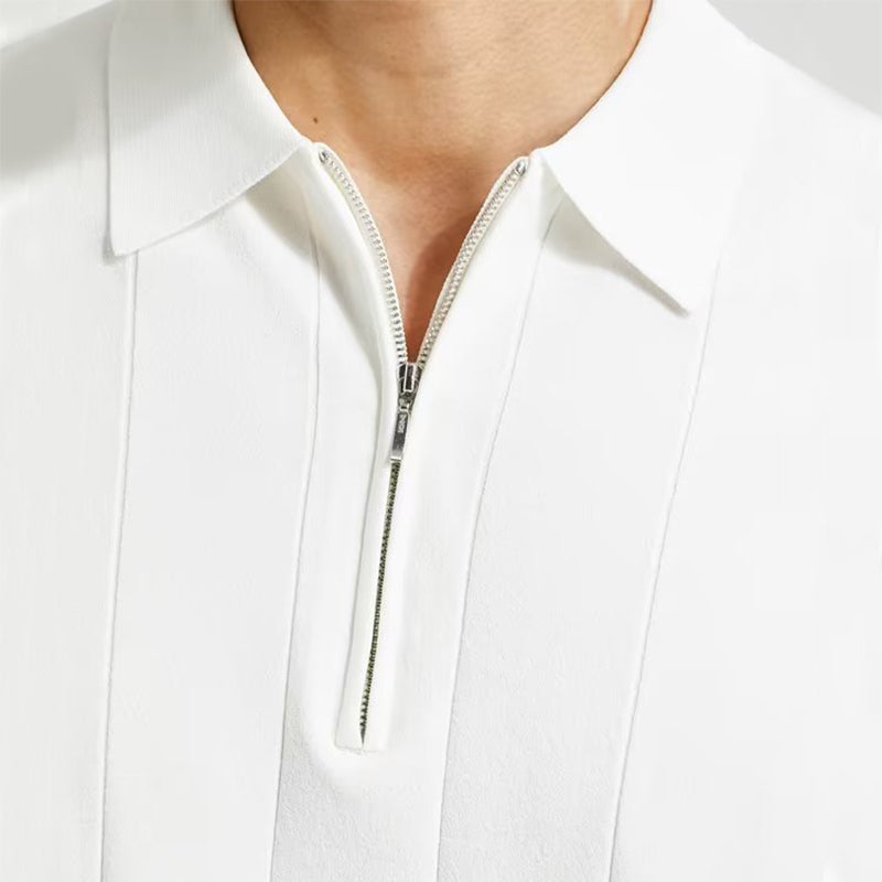 Men’s Zip-Collar Polo Shirt – Short Sleeve Summer Tee
