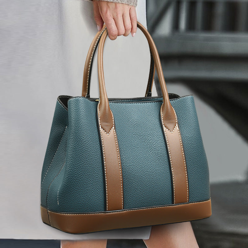 Women’s Contrast Color Shoulder & Crossbody Bag – Large Capacity Handbag